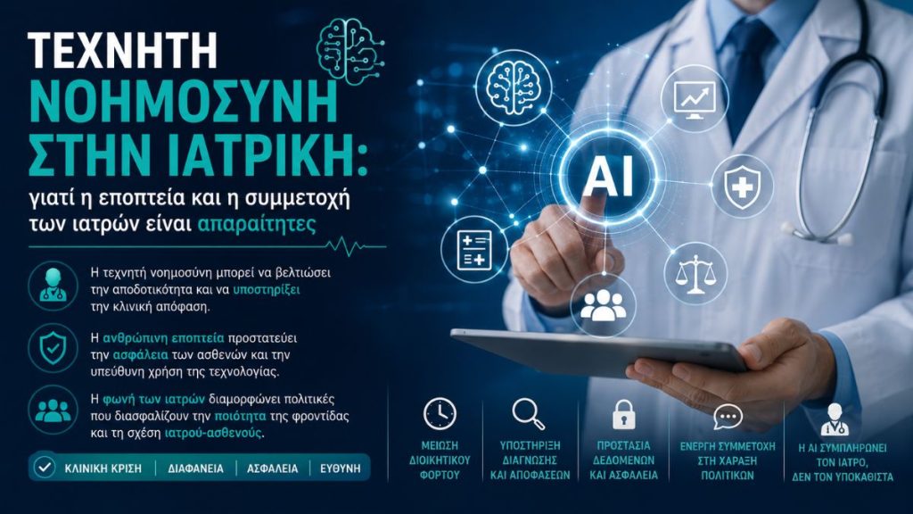 Τεχνητή Νοημοσύνη στην Ιατρική: γιατί η εποπτεία και η συμμετοχή των ιατρών είναι απαραίτητες